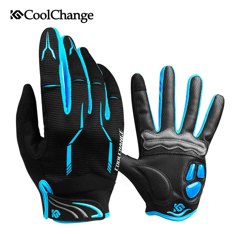 

CoolChange Cycling Gloves Windproof Sports Touch Screen Bike Full Finger Racing Riding Sport GEL MTB Bicycle Man Woman Glove