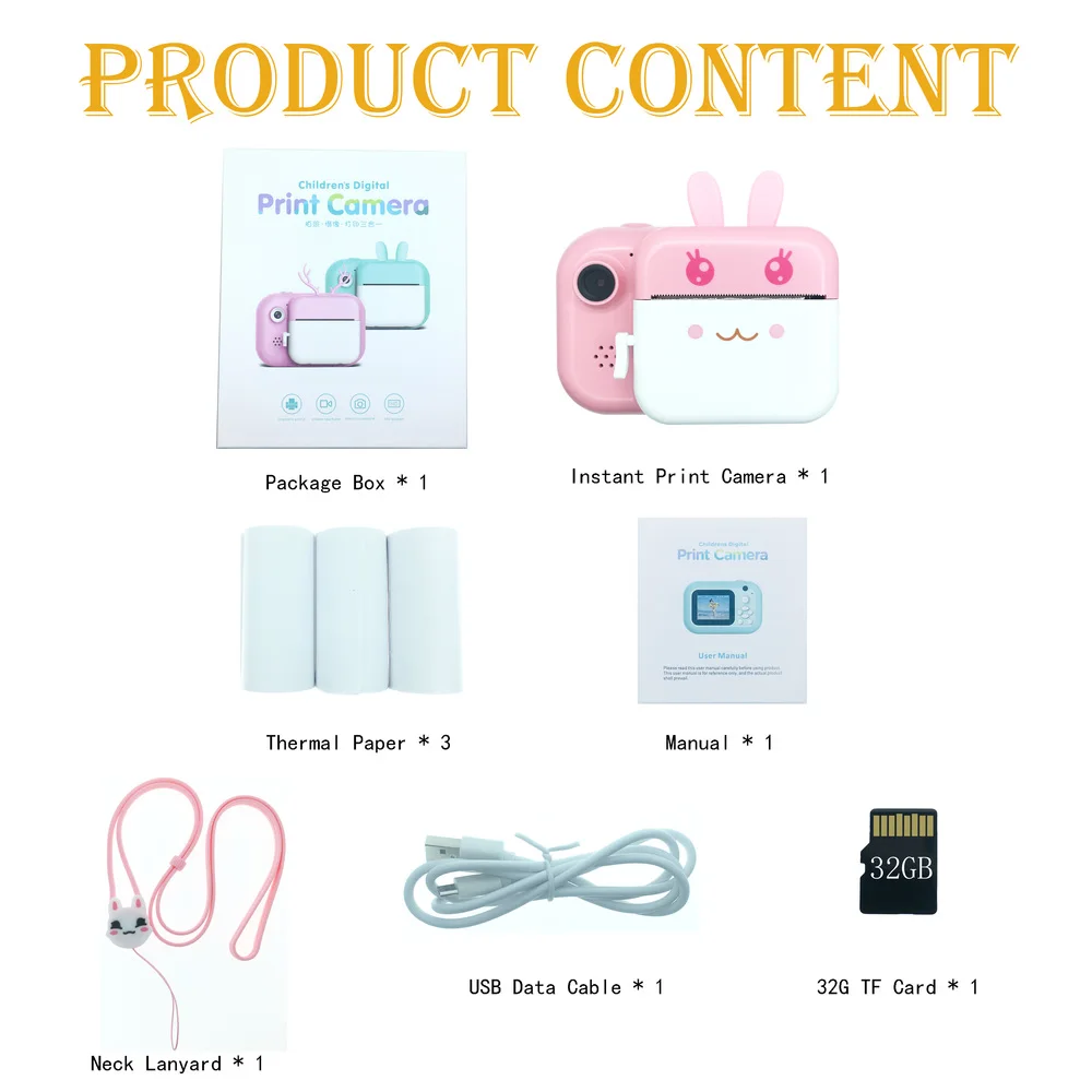 1080P HD детская камера мгновенная печать для детей Polaroid с термальной фотобумагой
