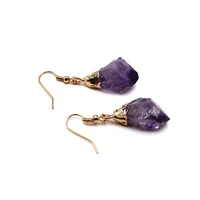 natural amethyst earrings brazil amethyst earrings crystal rough stone plating pendants natural stone womens earrings