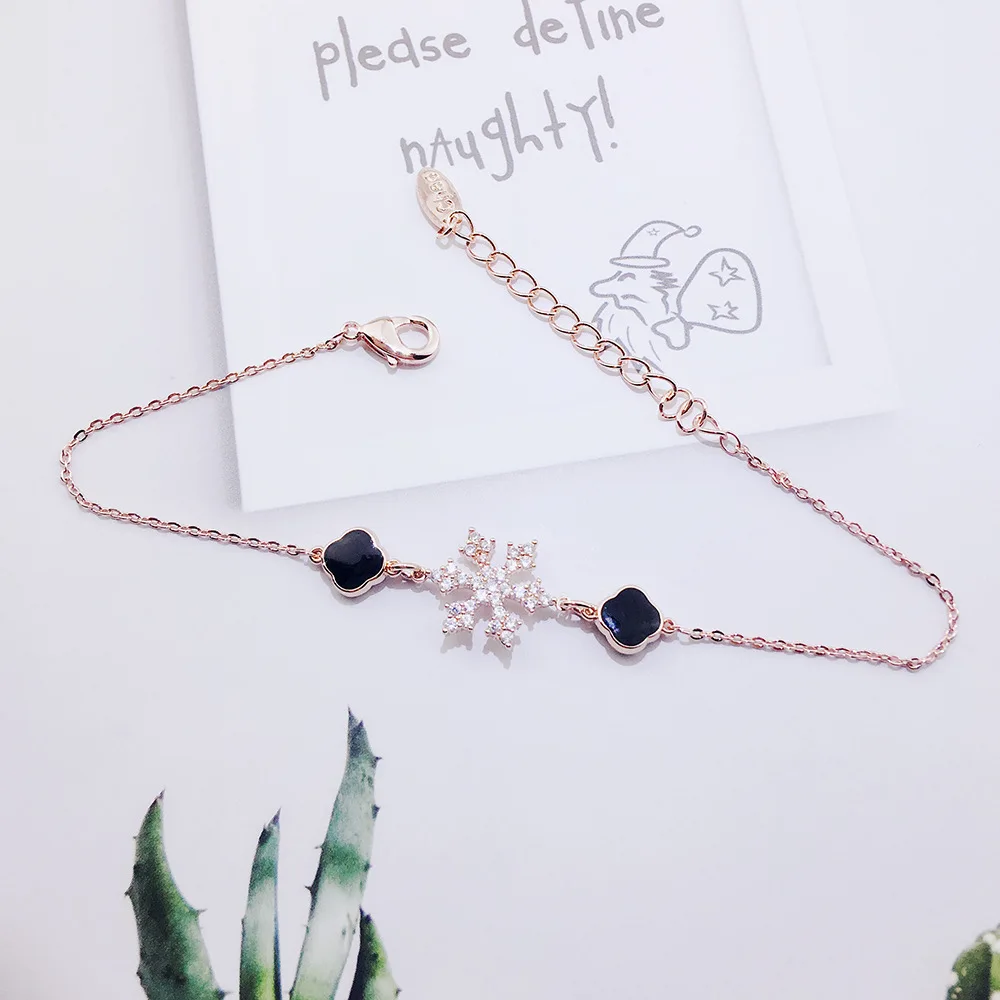 

Оптовая продажа, Розовый Золотой роскошный японский и корейский новый модный милый браслет, ювелирные изделия для девочек, Снежинка