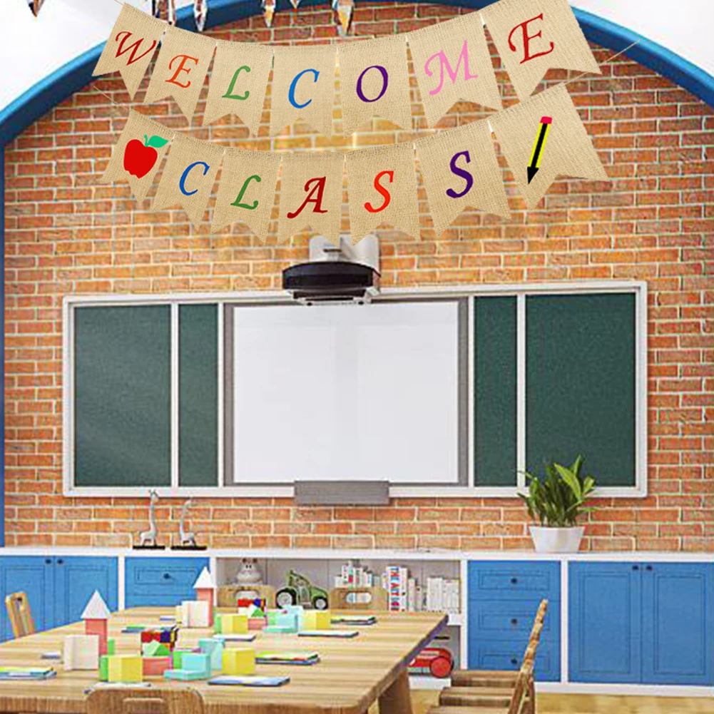 Школьный декор льняной баннер вечерние многоразовый милый подвесной фестиваль