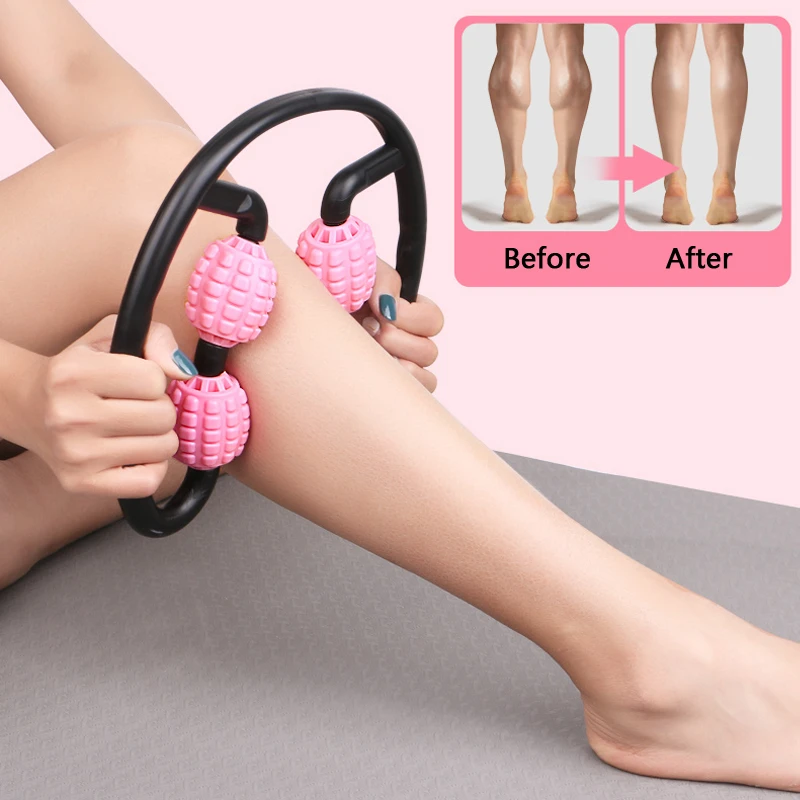 

U Shape Yoga Massage Roller Arm Leg Neck Muscle Massager for Fitness Yoga Pilates Sports Accesories 4 Wheels Roller Massager