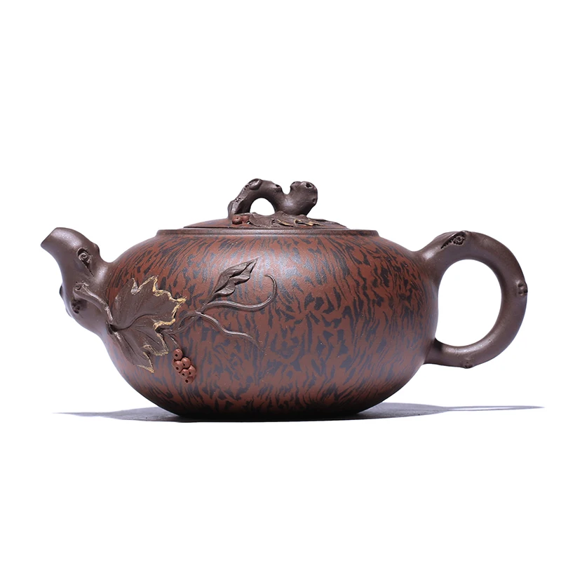 

clay teapot pure handmade raw material purple clay twisted mud squirrel grape COLLECTION DECAL teapot Teapot Tea Set