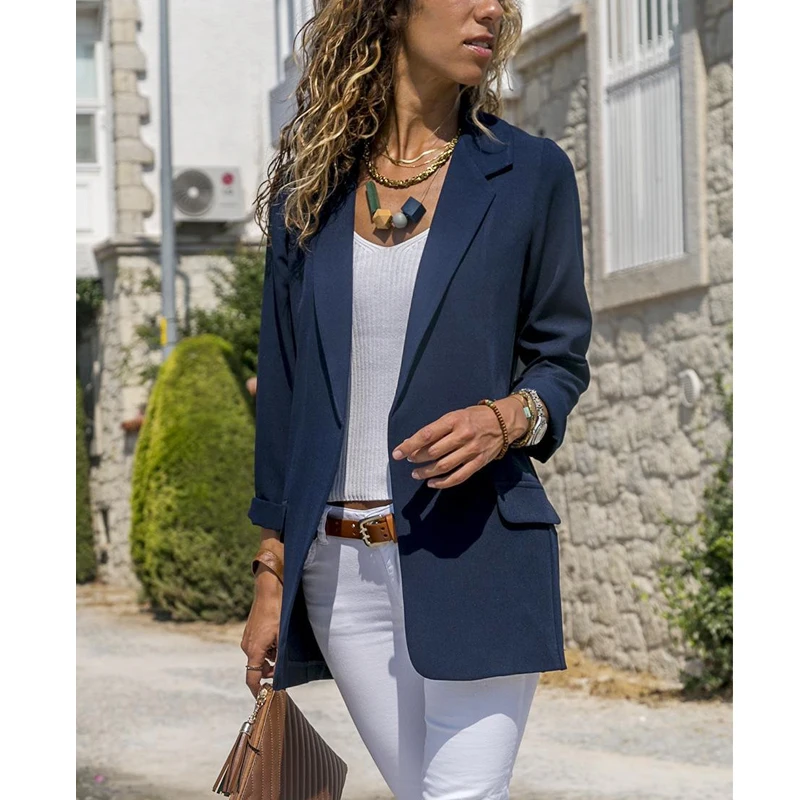 

Women's casual slim suit coat coat fashion jacket black red blue long-sleeved business office autumn 2020 new coat top