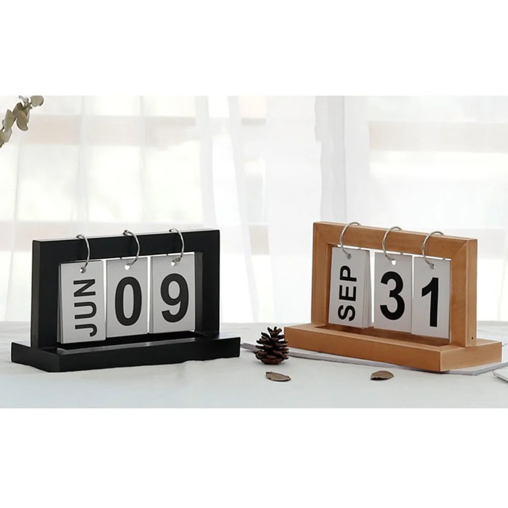 

Nordic Minimalist Creative Wooden Page Calendar Desktop Study Desk Calendar Wooden Ornaments Home Decoration Accessories (Wood