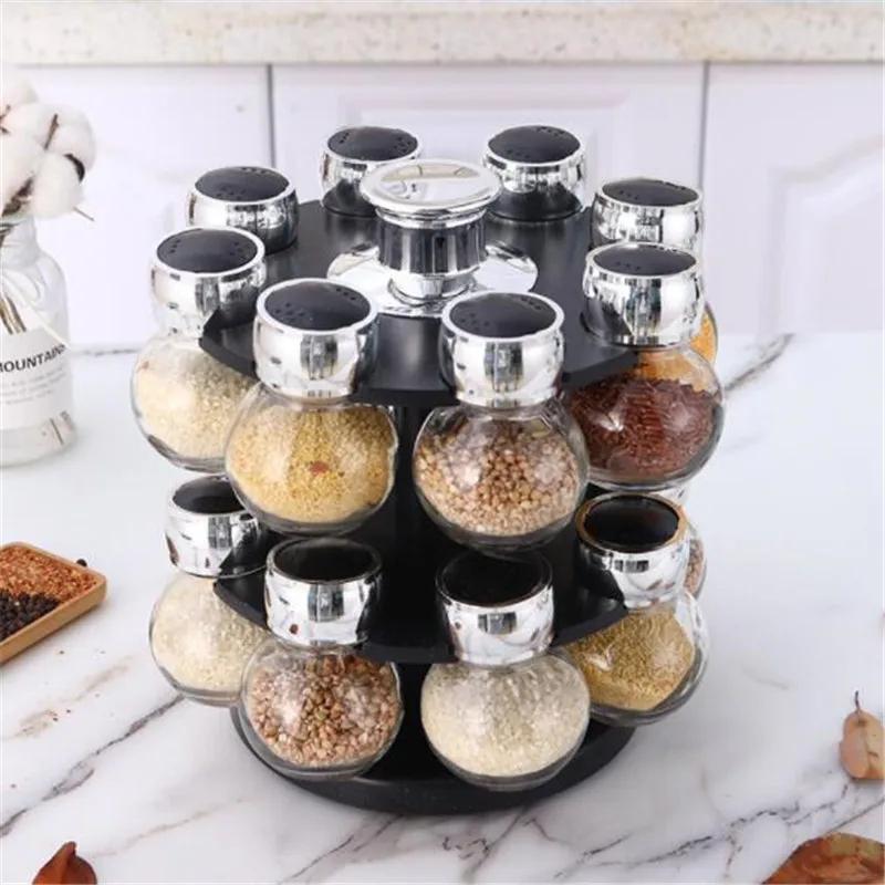 Банка для специй вращающаяся на 360 градусов подставка полка кухонный органайзер