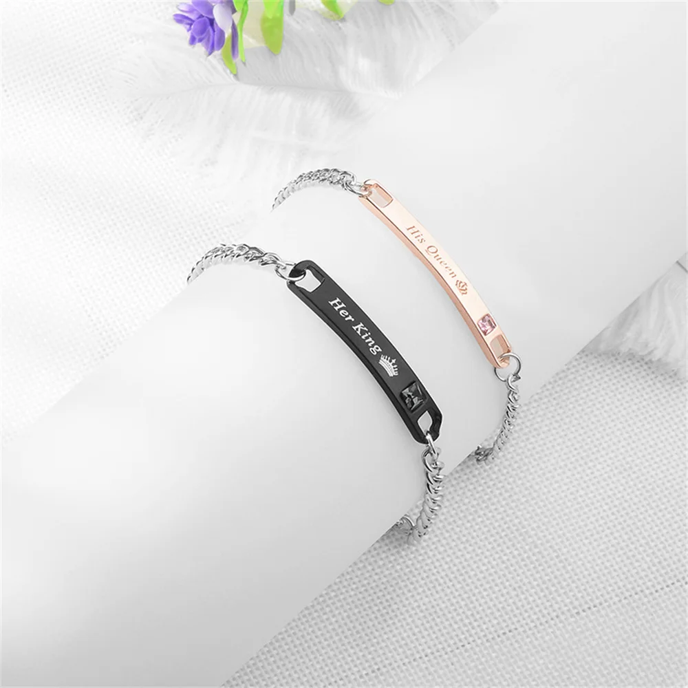 

Fashion Customized Words Bar Chain Bracelet For Men Stainless Steel Adjustable Engraving Name Bangle Party Jewelry