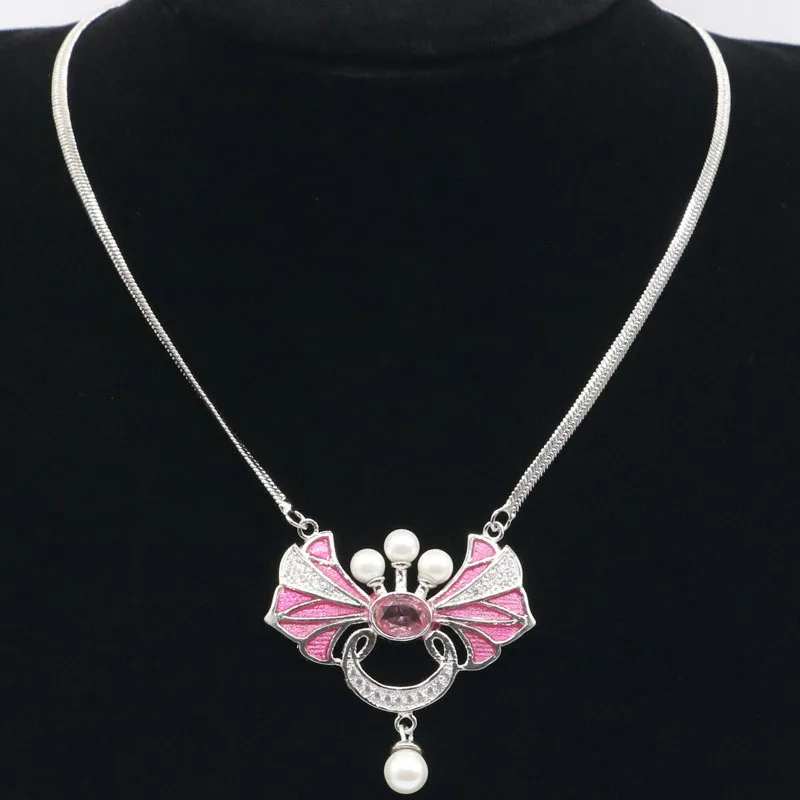 40x40 мм богемный дизайн белый жемчуг Белый циркон серебряное ожерелье 20-21 дюймов