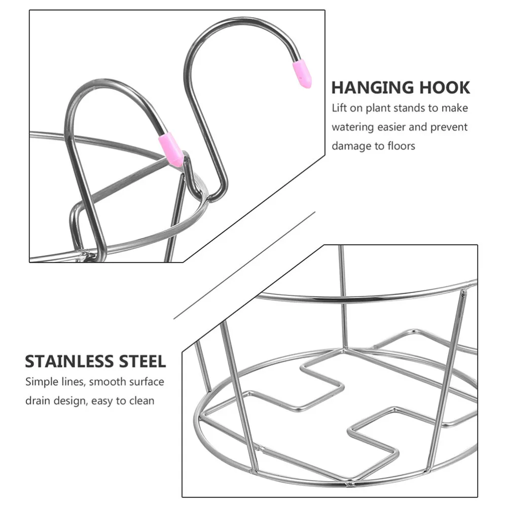 

2pcs Over the Rail Plant Pot Baskets Hanging Stainless Steel Flower Pot Holder