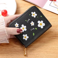 women fashion flower short leather wallet female girls cute small purses ladies casual clutch bag money coin credit card holder