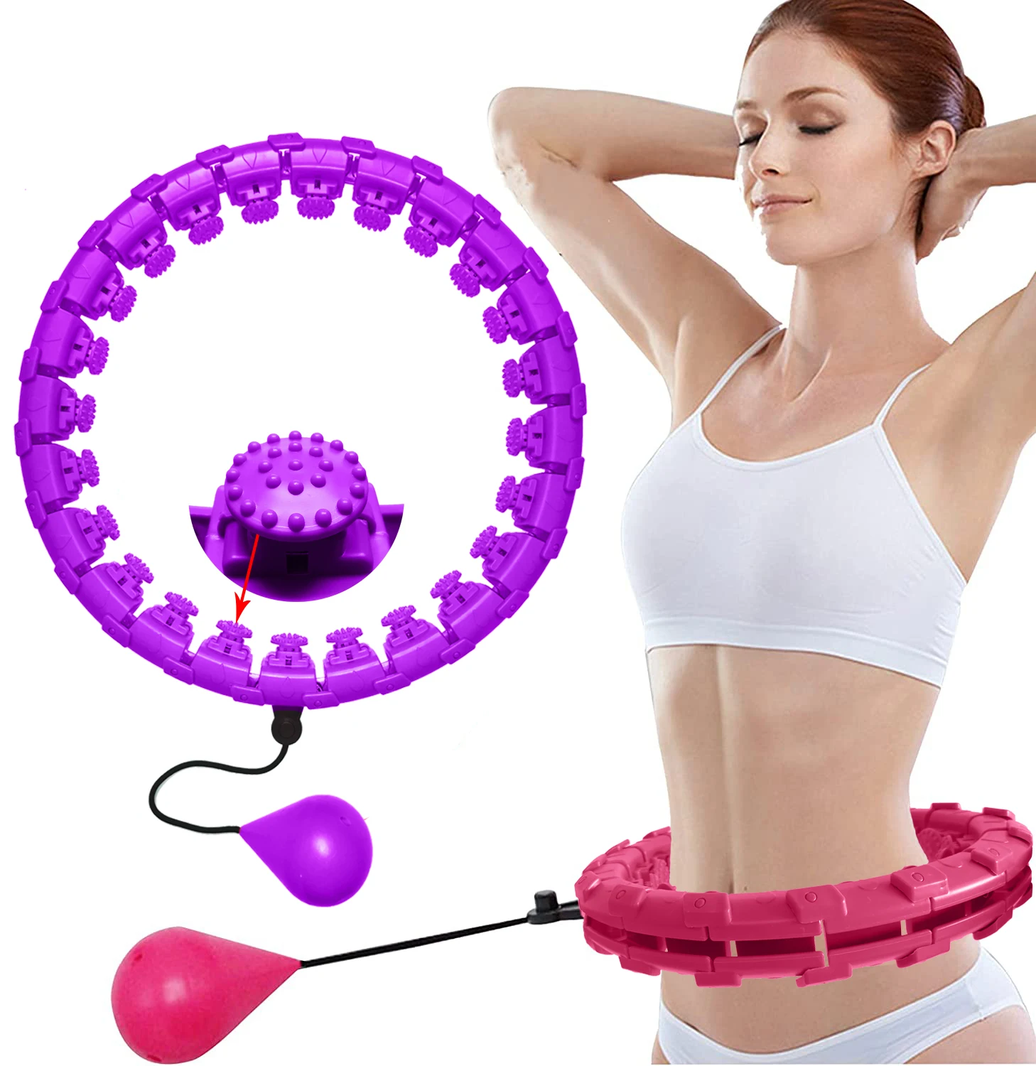 

Adjustable 24 Sections Huula Sport Fitness Hoop Abdominal Thin Waist Massage Hoops Equipment Gym Home Training Weight Loss