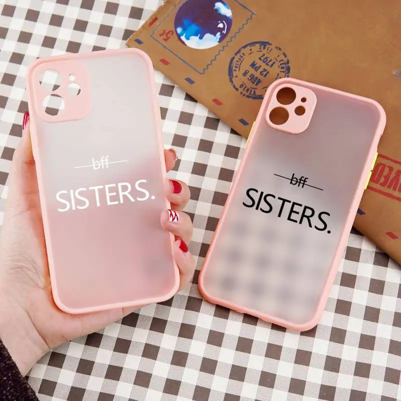 

bff Sisters text Phone Case matte transparent For iphone 7 8 11 12 13 plus mini x xs xr pro max cover