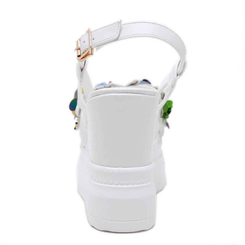 Женские босоножки на танкетке 11 см туфли-лодочки платформе 5 с бабочками и