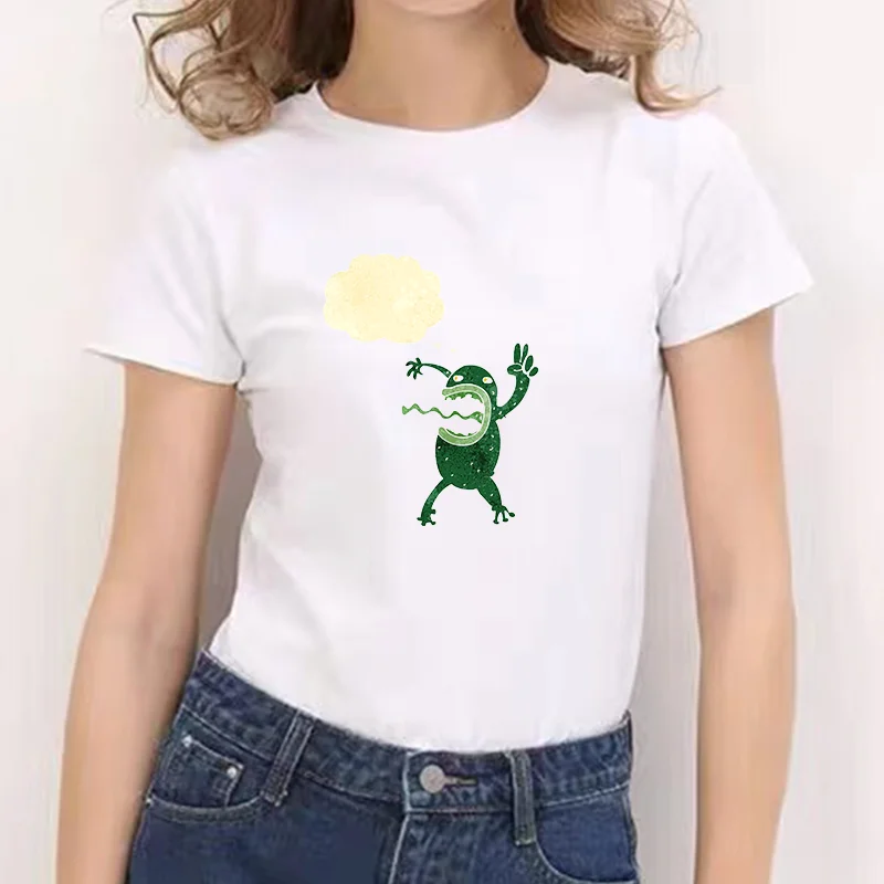Акция 2021 Kawaii Frog дешевые футболки белые повседневные стильные мультяшный