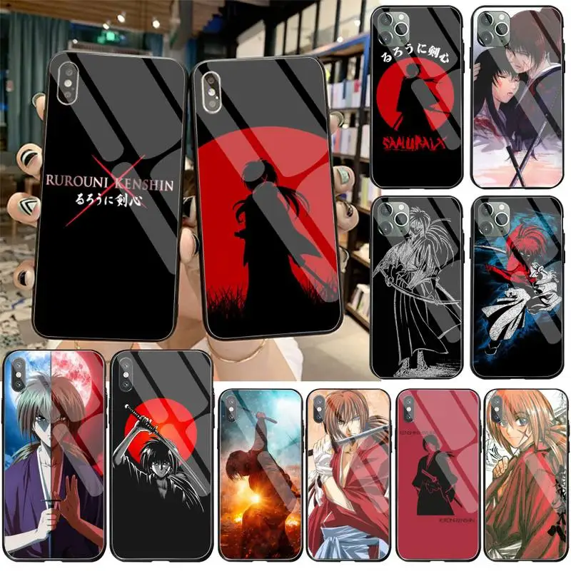 

USAKPGRT Anime Rurouni Kenshin Soft Phone Case Cover Tempered Glass For iPhone 11 Pro XR XS MAX 8 X 7 6S 6 Plus SE 2020 case