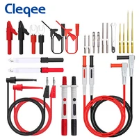 p1308d 25pcs multimeter silicone test lead kit with replaceable needle spanner alligator clip 4mm banana plug to test hook cable