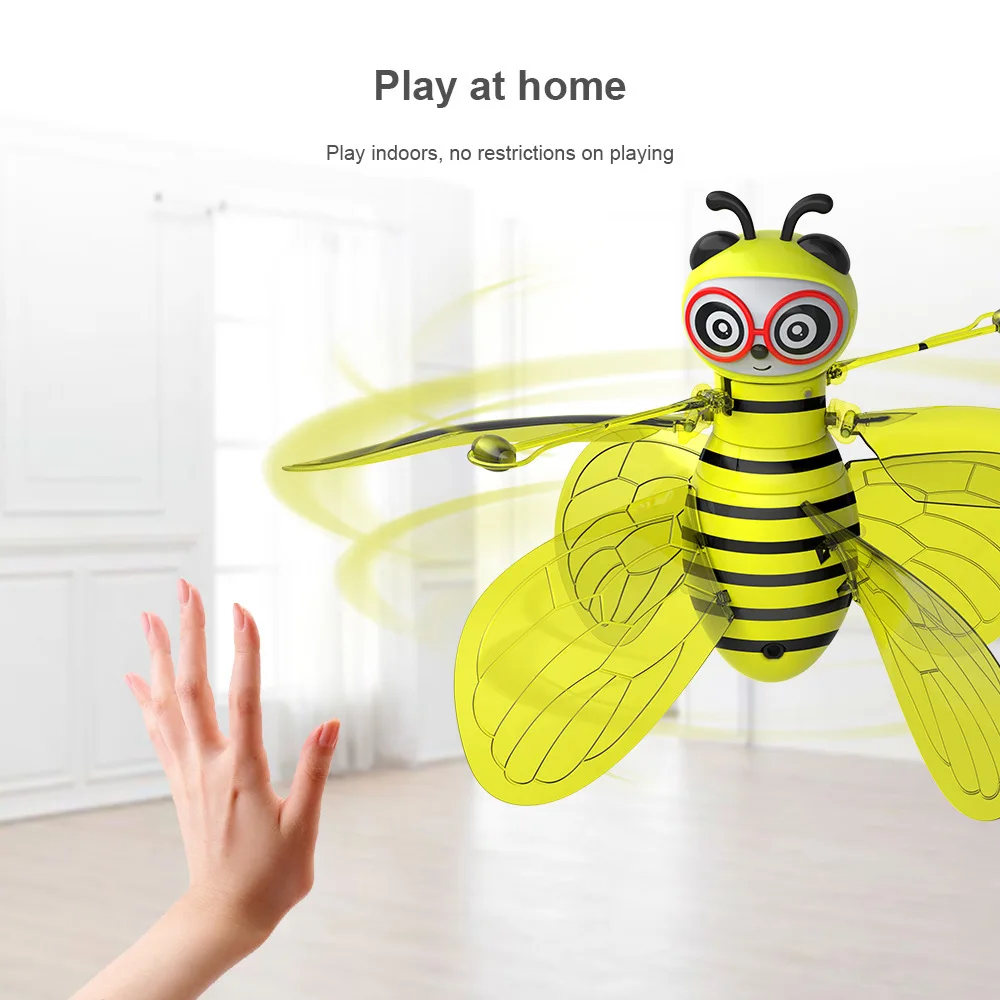 

NEW Bee Drone Rc Helicopter Aircraft Flying Toys Ball Shinning Led Lightingair Gesture Induction Fly Helicopter Kids Toys Gift