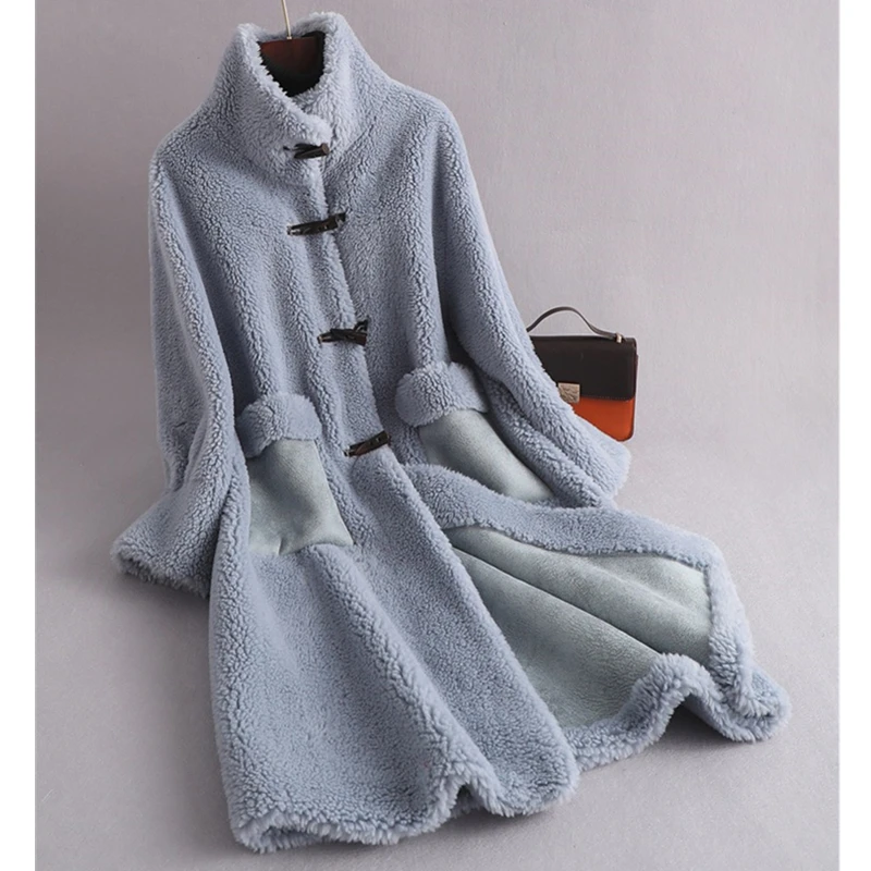 Зима 2020 Новинка дубленка из овчины частицы средней длины мех цельный