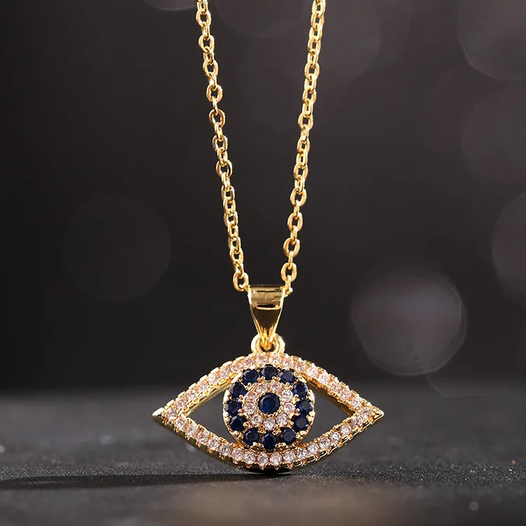 

WANGAIYAO fashion personality temperament titanium steel clavicle chain color zircon eye pendant devil eye necklace female
