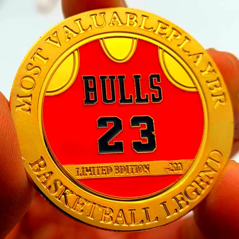 

USA Gold Plated Collectible Coin Michael Jordan 23th Jersey Basketball Legend Bulls Challenger Medal Badge Souvenirs and Gifts