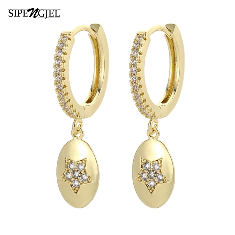 Модные маленькие овальные серьги кольца золотого и серебряного цвета с фианитом