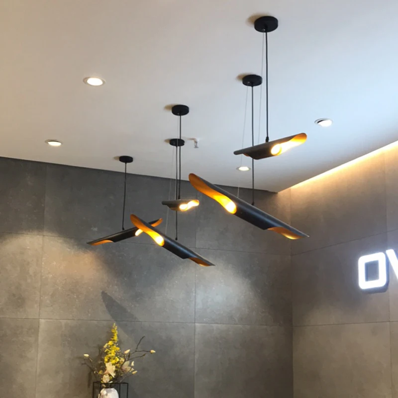 Современный светодиодный подвесной светильник лампа золотого и черного цветов