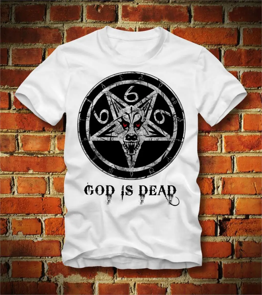 Футболка церковная сатана Бог мертвый 666 номер зверь Люцифер Готический