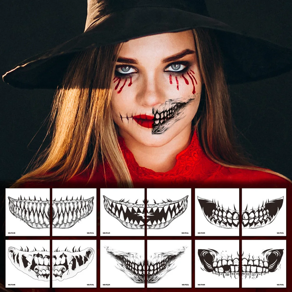 

Tattoo Halloween Zombie Scar Stickers Face Festival Vampire Tattoo Men Women Waterproof Tatoo Boys Fake Body Arm Sticker Sexy