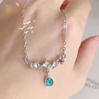Изысканная мода простая синяя капля ожерелье темпераментная цепочка до ключиц светлый роскошный дизайн трендовый подарок