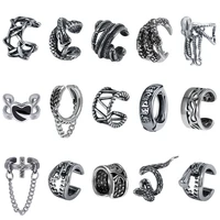 zs 2pcs stainless steel earrings without piercing punk non pierced clip earrings ear cuffs for women men fake piercing jewelry