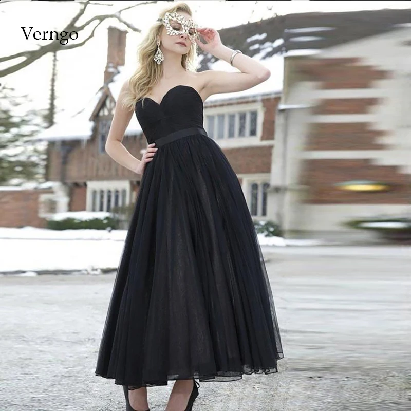 Простое вечернее платье Verngo короткое черное винтажное праздничное Vestido De Noiva |