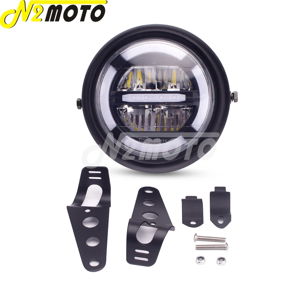 Мотоциклетная черная 7 &quotсветодиодный глая светодиодная фара 12-24 В с