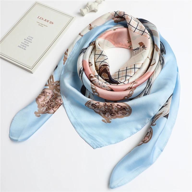 Фото 2021 Summer Square Scarf Big Size Hair Neckerchief Hajabs Head Wraps Bandana Accessories Fashion Female Scarves New 2021 Summer Square Scarf Big Size Hair Neckerchief Hajabs Head Wraps Bandana Accessories Fashion Female Scarves New