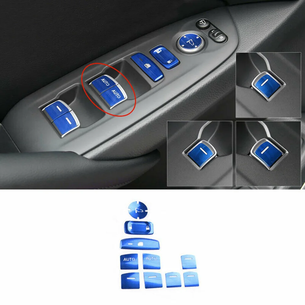 

Aluminum Button Cover Window Lift Stickers For Honda Accord 2018-2020 10x
