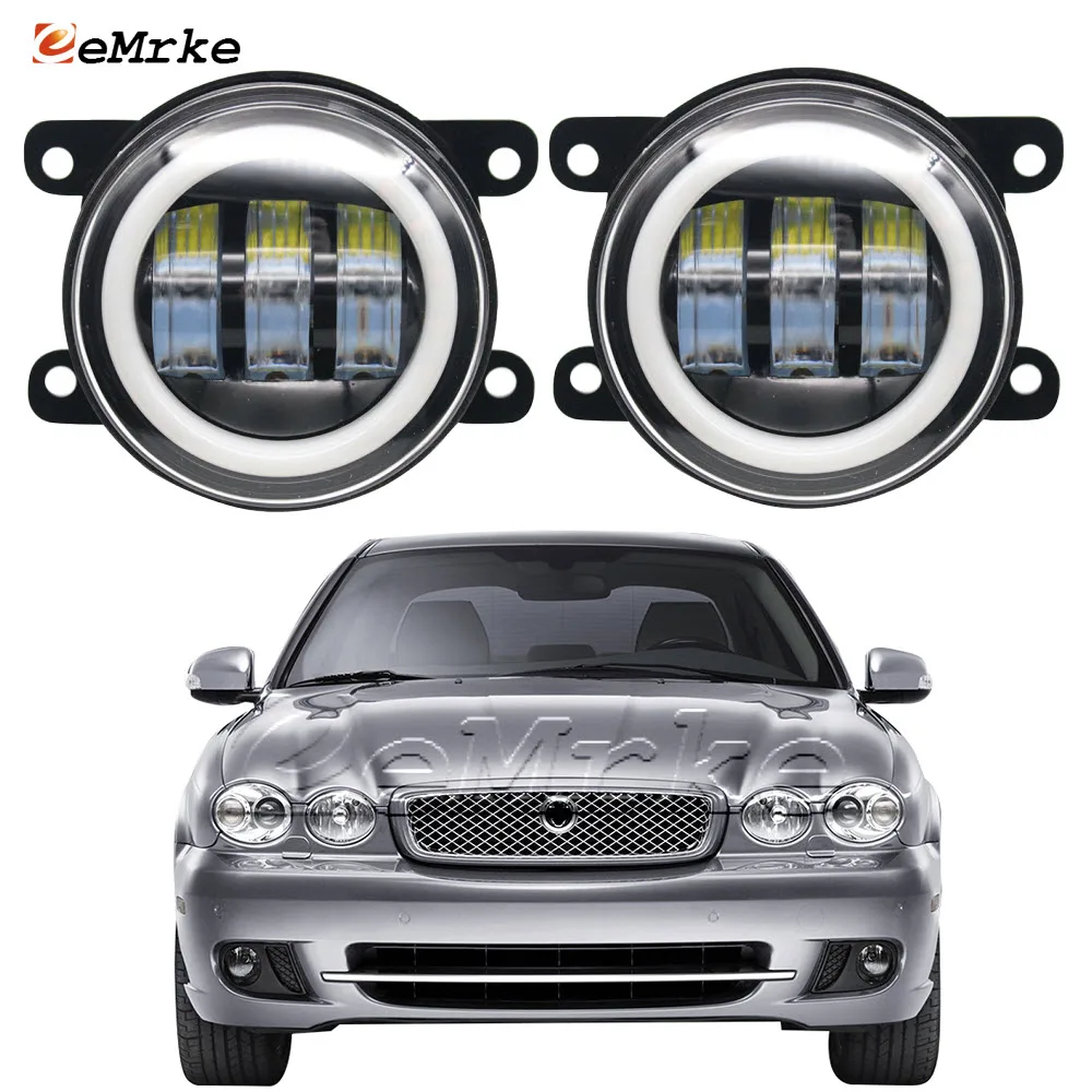 

2x Автомобильные светодиодные противотуманные фары в сборе для Jaguar X-Type X400 GH-J51YA 2005-2009 2010, светодиодные фары с ангельскими глазами с линзами, с...