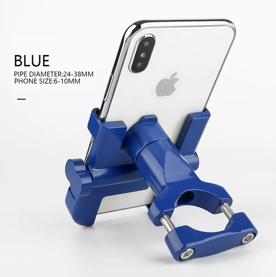 C1-Blue Алюминиевый держатель для телефона на велосипед, мотоциклетный кронштейн для 3,5-6,2 дюймового смартфона, регулируемая поддержка gps, подставка для телефона на велосипед - Цвет: C1-Blue