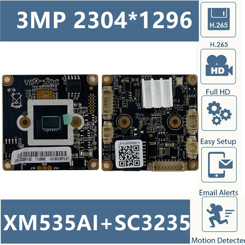 Плата модуля 3MP IP камеры 38*38 мм 2304*1296 XM535AI + SC3235 ONVIF MIC Аудио интерфейс CMS XMEYE