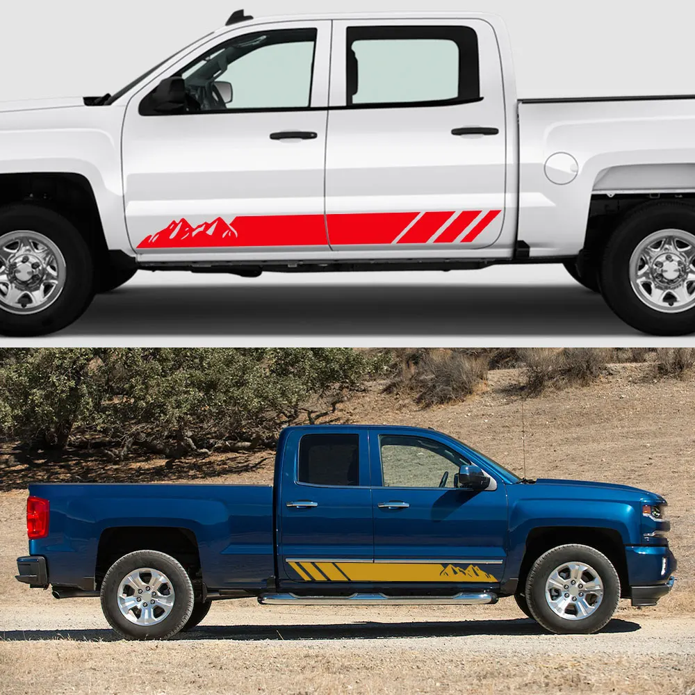 Наклейки для автомобиля Chevrolet Colorado Silverado Pickup на боковые двери в виде полос с графическим декором.