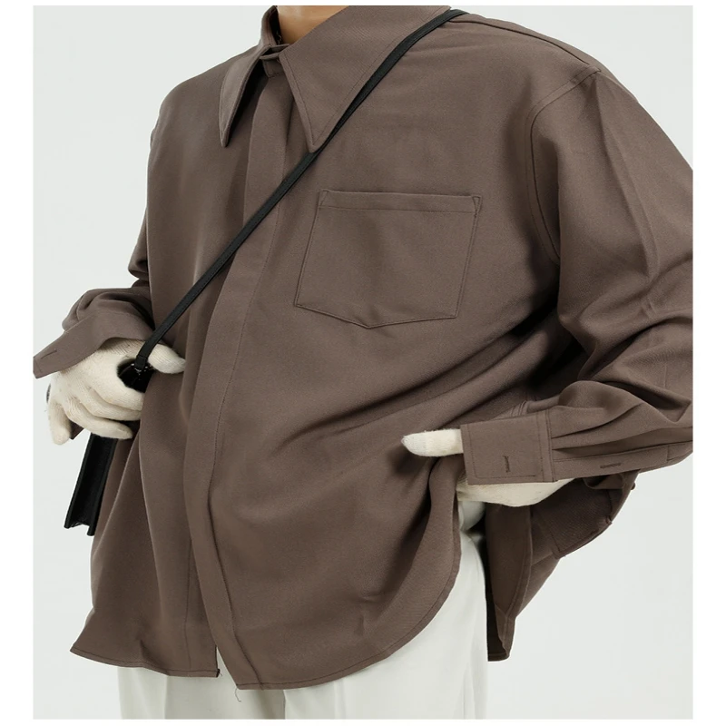 

2020 Autumn New Product Fashion Korean Style Drape Loose Texture Solid Color Shirt Jacket For Men And Women