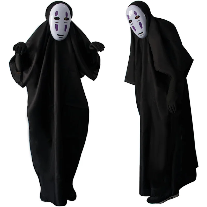 

Cosplay Costume No Face Man Spirited Away Costume with Mask gloves for Halloween Costume Anime Miyazaki Hayao Faceless Cloak