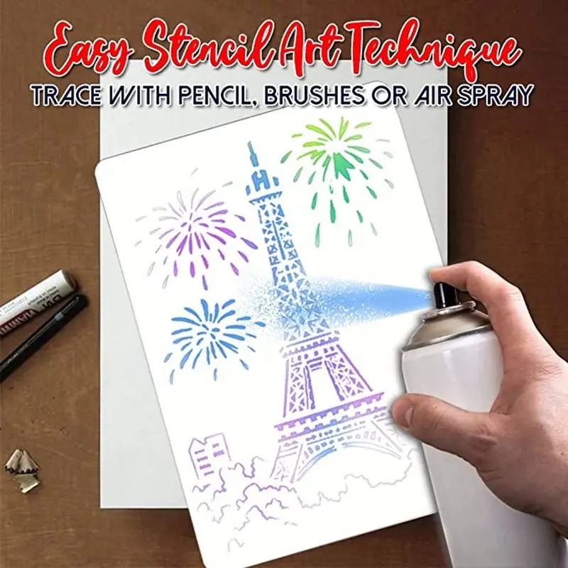 A4 Painting Stencils for Canvas World's Historic Sites/Landmark Architecture Series Eiffel Tower London Bridge Big Ben etc. |