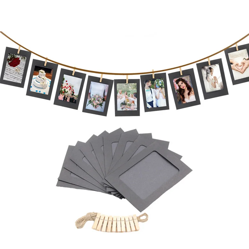 DIY фоторамка настенное украшение для свадьбы деревянная клипса бумажный