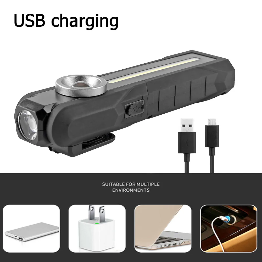 

Portable Folding Working Flashlight Practical Multi-functional Classic Texture LED Electric Torch Lamp White+Warm Light