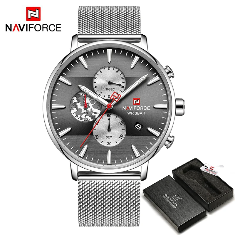 SB BOX NAVIFORCE, мужские часы, лучший бренд, модные, Роскошные, нержавеющая сталь, хронограф, спортивные, водонепроницаемые, кварцевые, мужские часы, Relogio Masculino - Цвет: SB BOX
