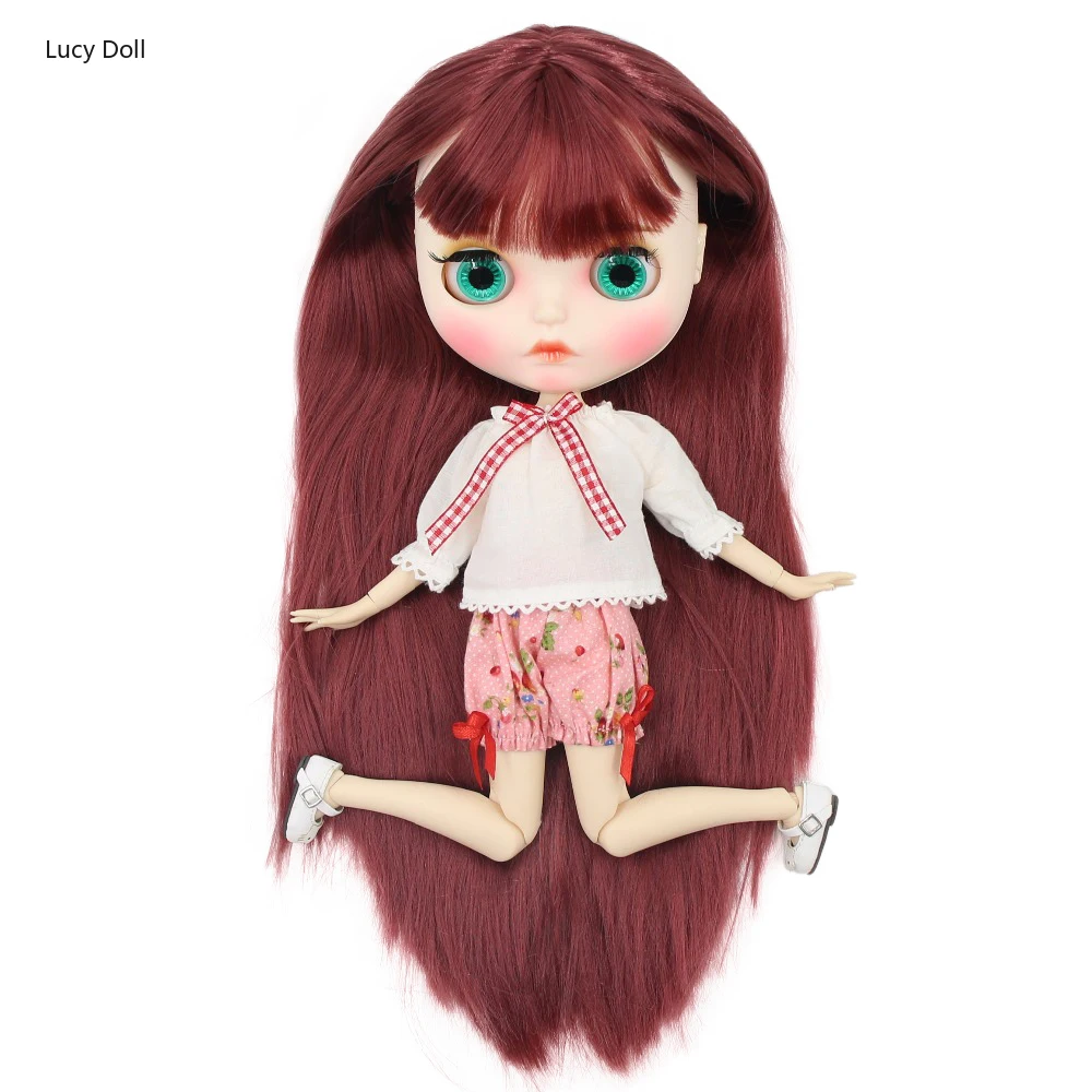 

Дешевая кукла Blythe 1/6 Bjd с белой кожей для суставов, прямые волосы, новое матовое лицо, резные губы, брови, индивидуальное лицо, 30 см BL12532