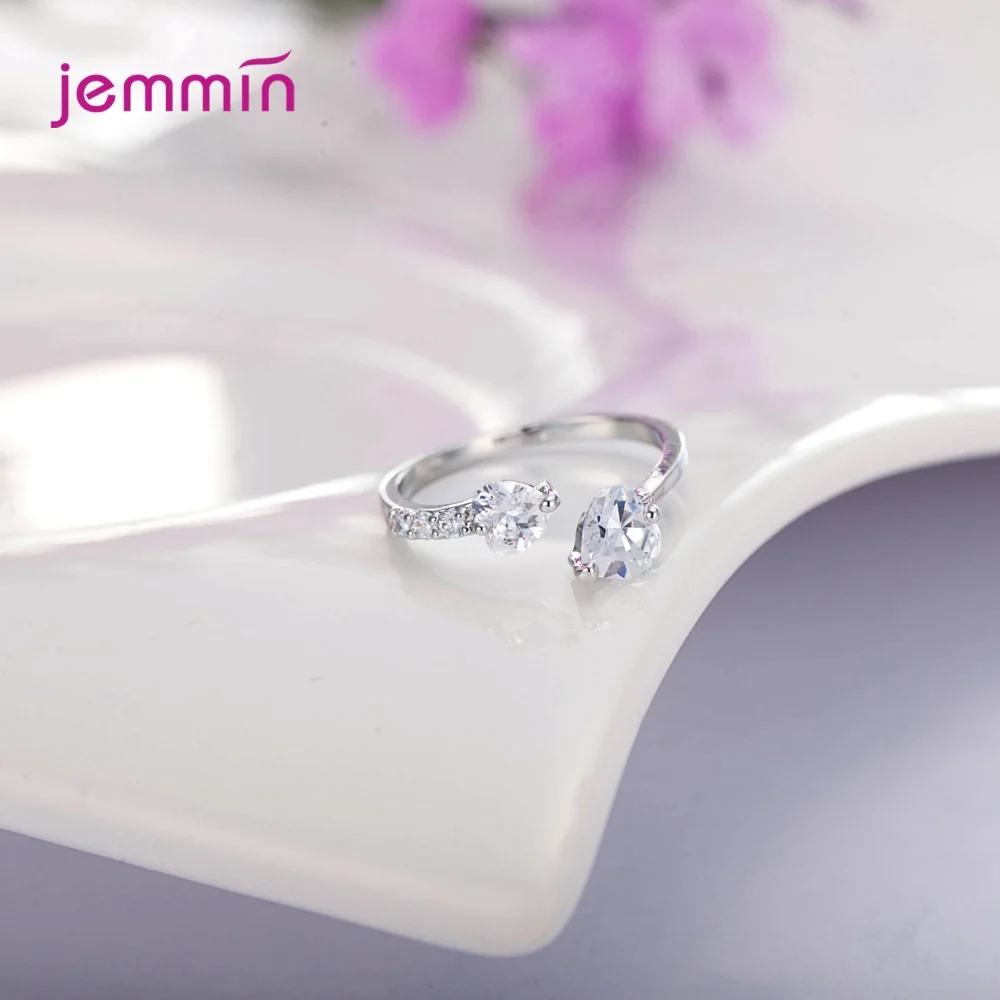 

Multi Color Adjustable Size Open Heat Patterrn Rings For Women Free Size 925 Silver Ruby Sea Blue Zircon Quality Ring For Women