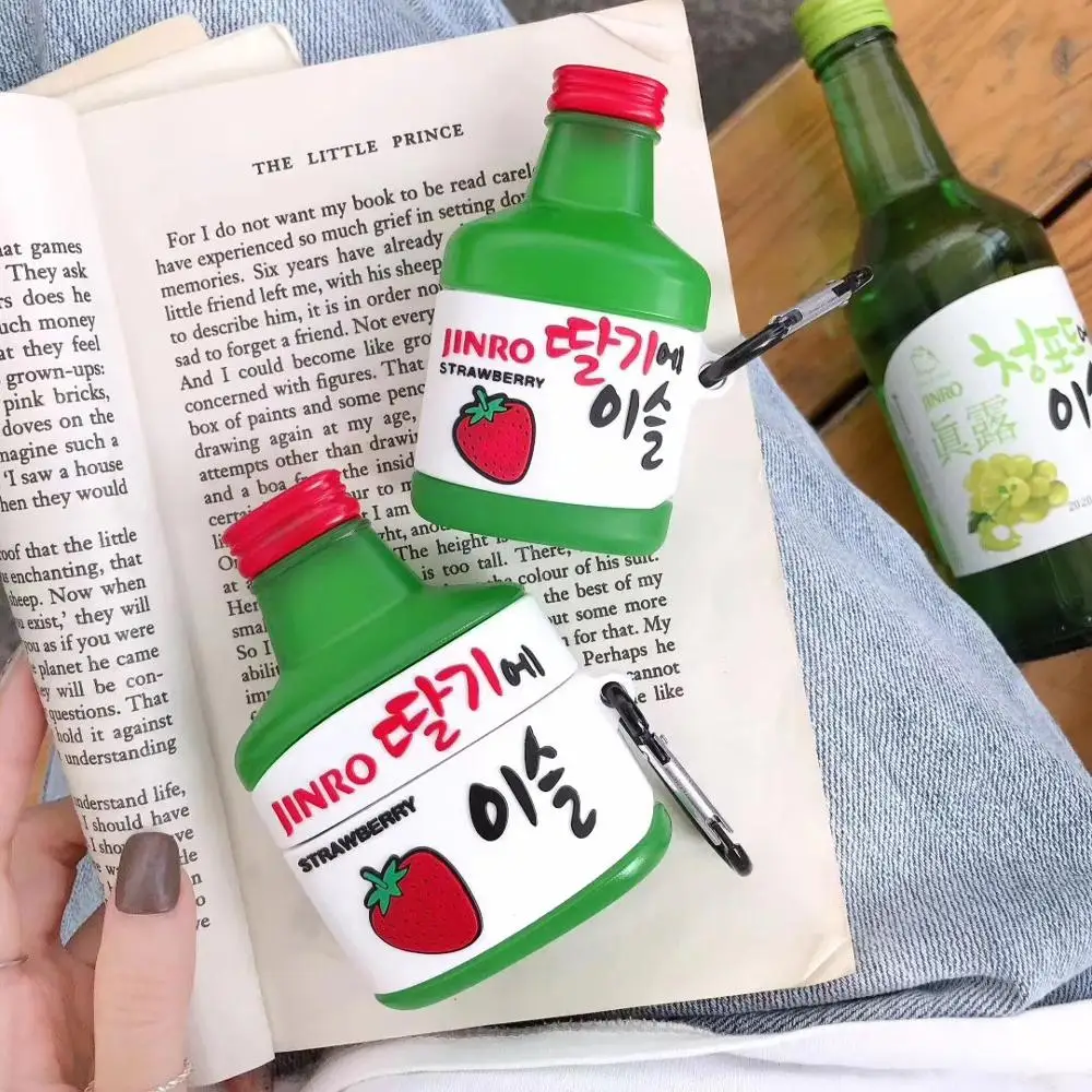 3D чехол Jinro Shochu для AirPods pro Bluetooth наушников Apple Airpods 2 корейский мягкий защитный