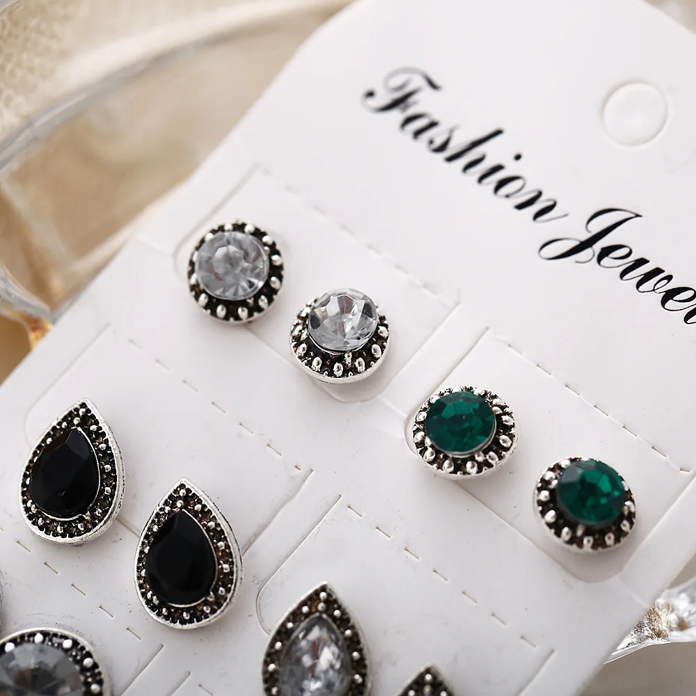 Женские серьги-пусеты с кристаллами набор из 5 шт./пар | Украшения и аксессуары