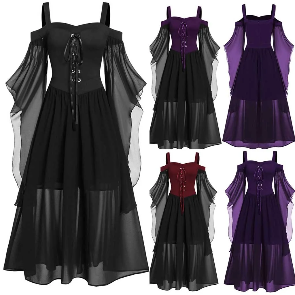 Винтажный женский костюм для косплея женское платье с открытыми плечами и