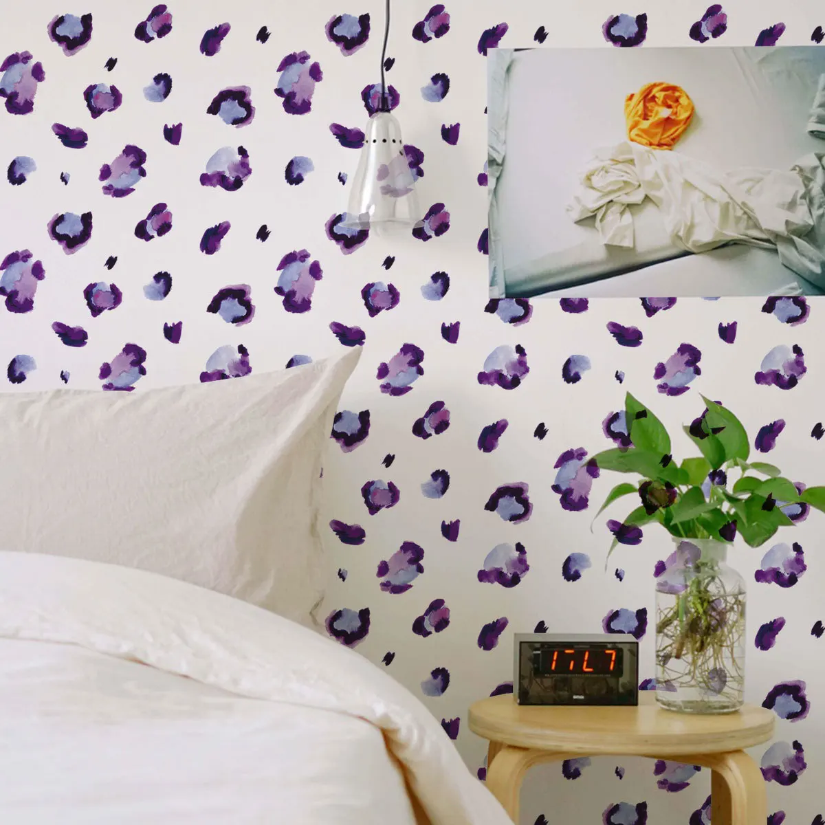 

zsz1180 new purple leopard pattern wall stickers living room bedroom background wall simple creative wall stickers